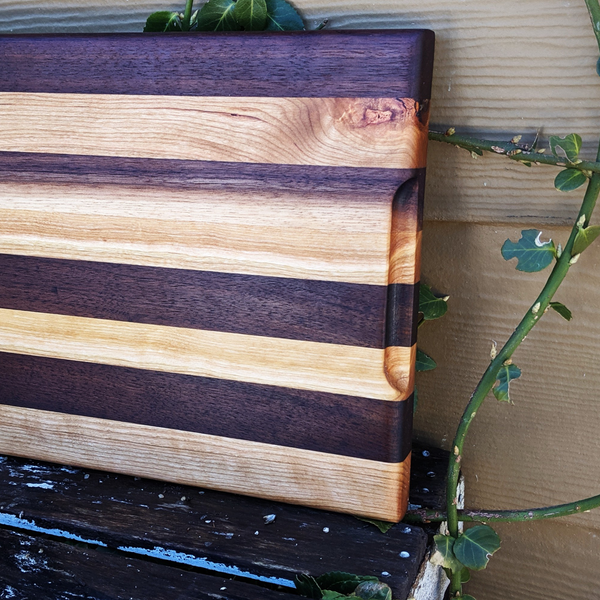 Cherry Wood & Black Walnut Wooden Divided Food Plate with Compartments, Dinner Trays