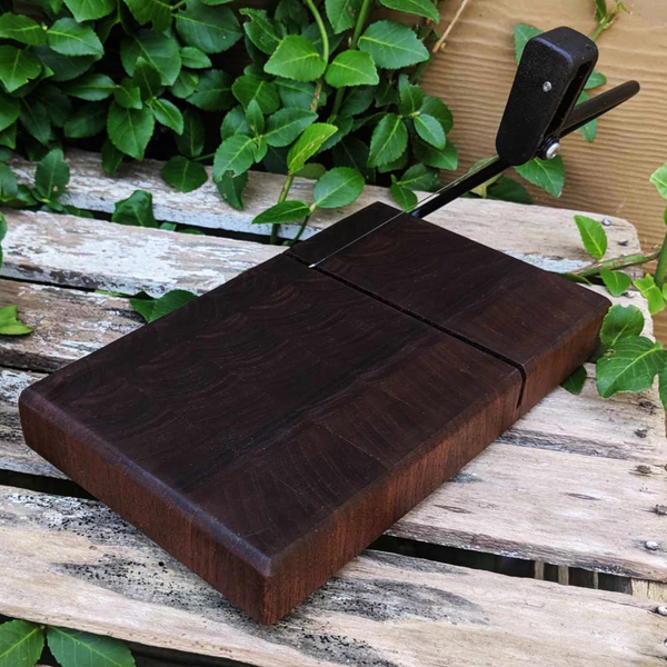 Black Walnut End Grain Wooden Cheese Slicing Board, Wood Cheese Slicer