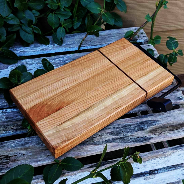 Cherry Wood Butcher Block Cheese Slicing Board, Wooden Cheese Slicer