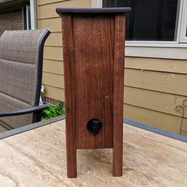 Large Black Walnut Wood 5 Liter Wine Box Holder, Wooden Franzia Wine Box with Removable Top and Front Slide