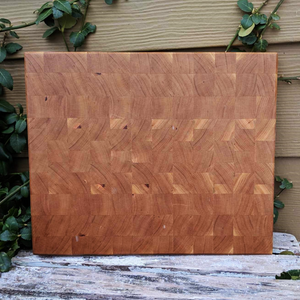 Cherry Wood End Grain Cutting Board with Hand Grooves on Sides & Beveled Edge, Wooden Butcher Block Board