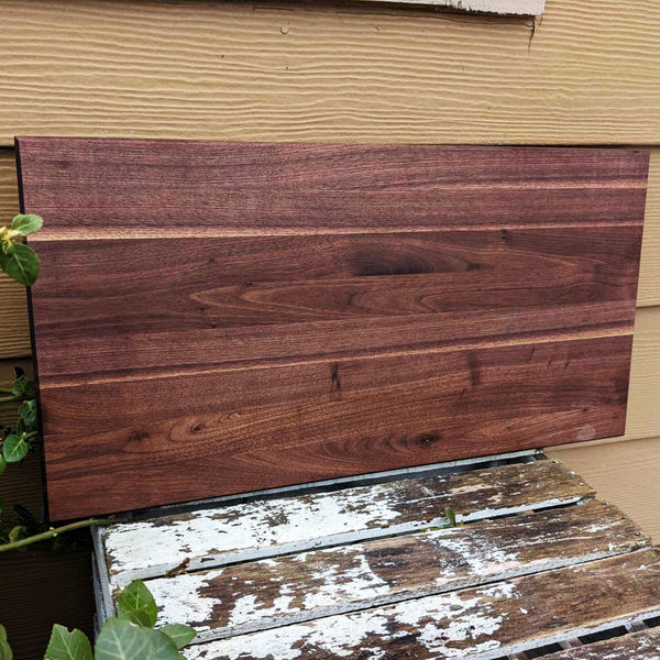 Large Black Walnut Wood Edge Grain Cutting Board with Beveled Edge, Wooden Butcher Block Board