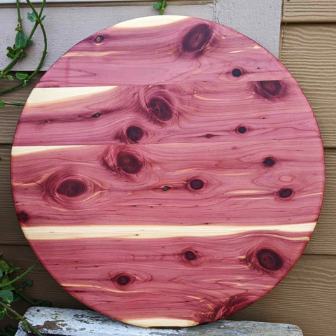 Round Red Cedar Wood Pizza Serving Tray