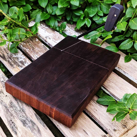 Black Walnut End Grain Wooden Cheese Slicing Board, Wood Cheese Slicer