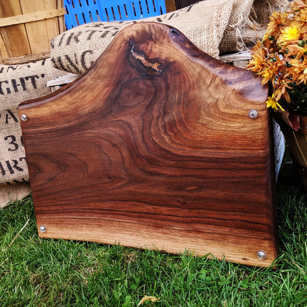 Large Black Walnut Charcuterie Board with Cast Iron Handles | Handmade Serving Tray