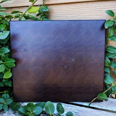 Black Walnut Wood End Grain Cutting Board with Beveled Edge, Wooden Butcher Board