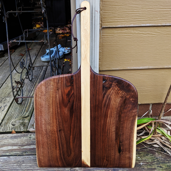 Black Walnut Wood Pizza Peel with Handle – Handmade Wooden Paddle