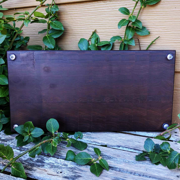 Black Walnut Wood End Grain Cutting Board with Clear Rubber Grip Feet, Wooden Butcher Board