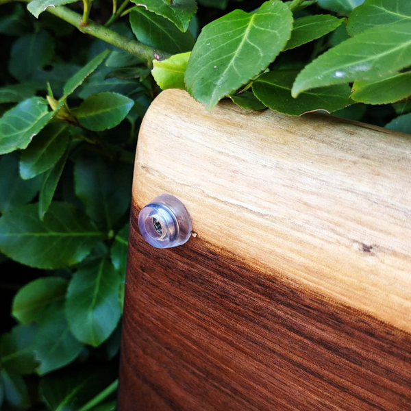 Black Walnut Wood Charcuterie Board / Wooden Serving Tray With Heavy Duty Cast Iron Handles & Clear Rubber Feet