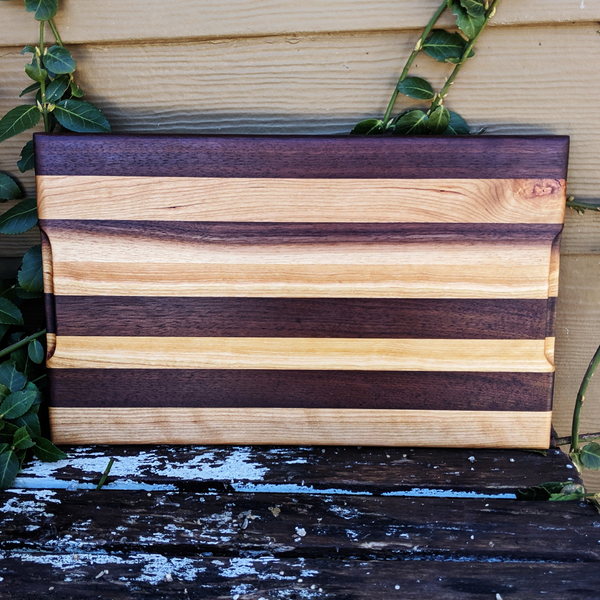 Cherry Wood & Black Walnut Wooden Divided Food Plate with Compartments, Dinner Trays