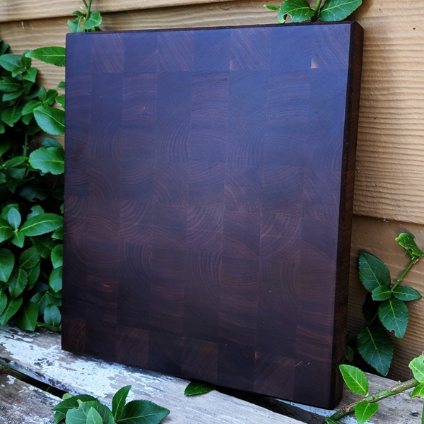 Black Walnut Wood End Grain Cutting Board with Beveled Edge, Wooden Butcher Board.