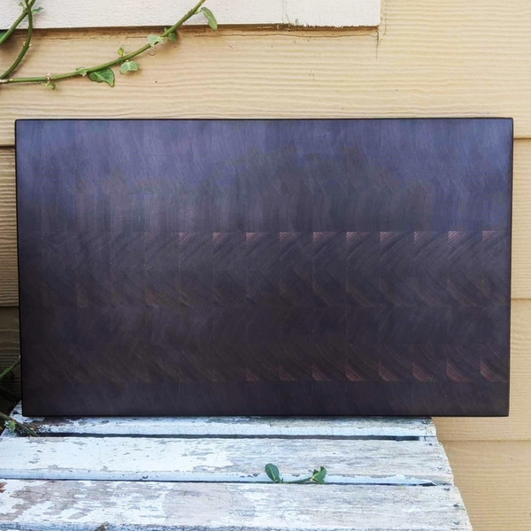 Large Black Walnut End Grain Cutting Board with Beveled Edge