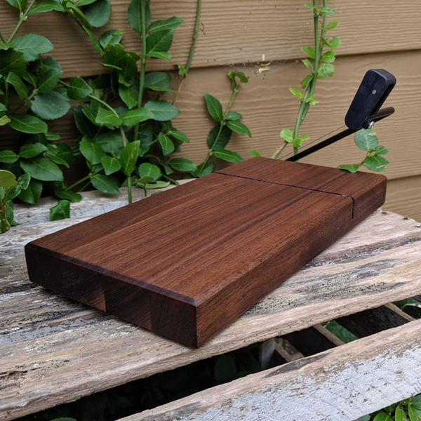 Black Walnut Butcher Block Wood Cheese Slicing Board | Wooden Cheese Slicer.