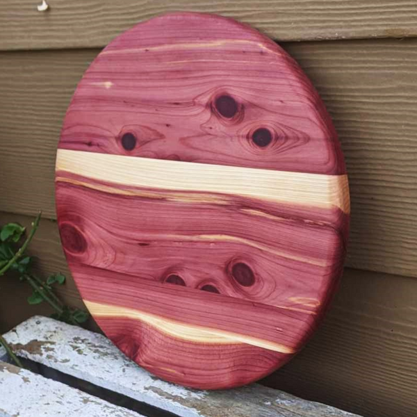 12 in. Red Cedar Lazy Susan with Clear Rubber Grip Feet