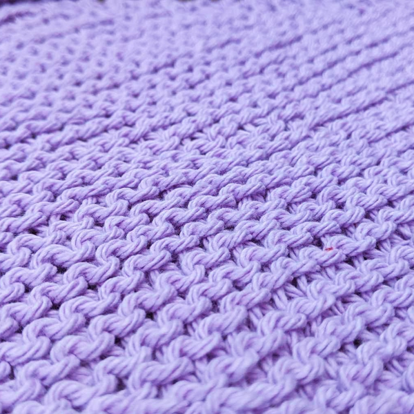 Set of Four Hand-Knit Washcloths, 100% Cotton Dishrags, Lilac Purple