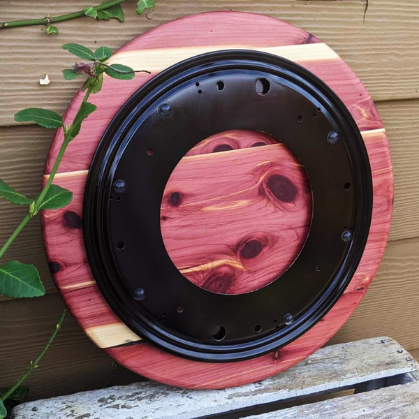 14.5 in. Round Red Cedar Lazy Susan with Clear Rubber Grip Feet