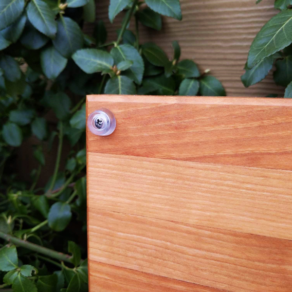 Cherry Wood Edge Grain Cutting Board with Clear Rubber Feet, Hand Grooves on Sides, & a Beveled Edge