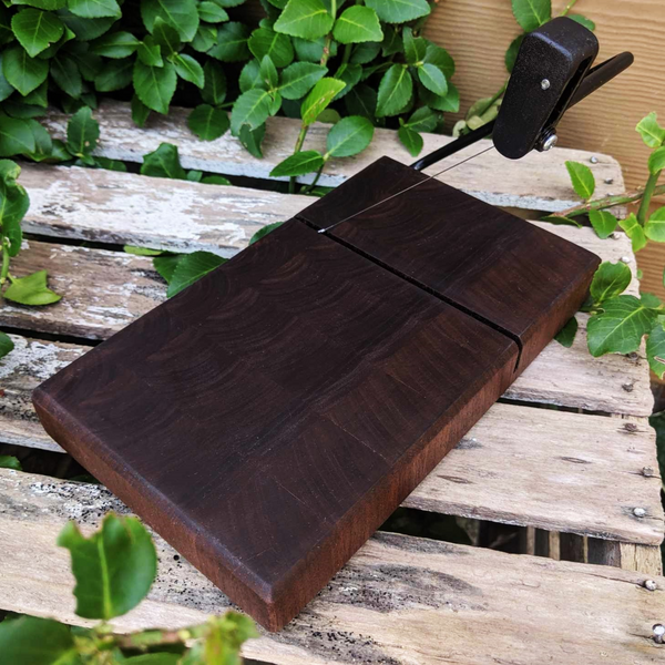 Black Walnut End Grain Wooden Cheese Slicing Board, Wood Cheese Slicer