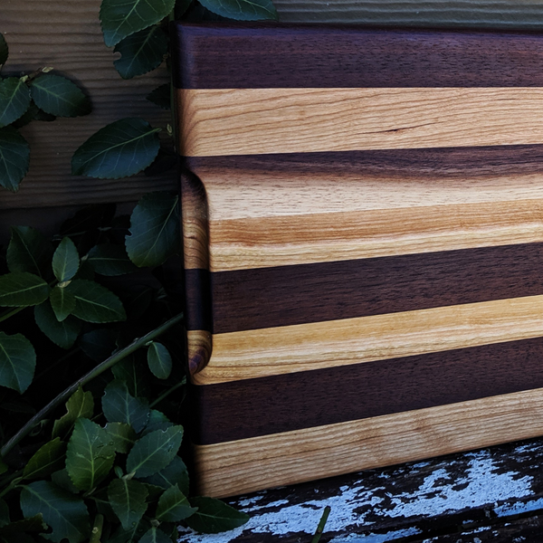 Cherry Wood & Black Walnut Wooden Divided Food Plate with Compartments, Dinner Trays