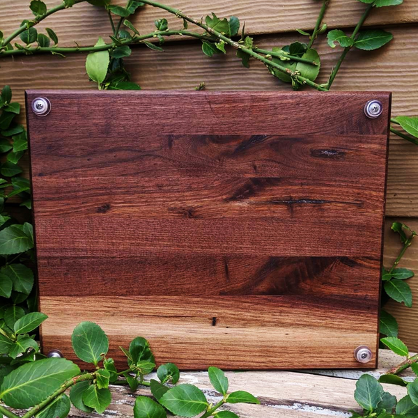 Black Walnut Wood Edge Grain Cutting Board with Beveled Edge & Rubber Grip Feet.