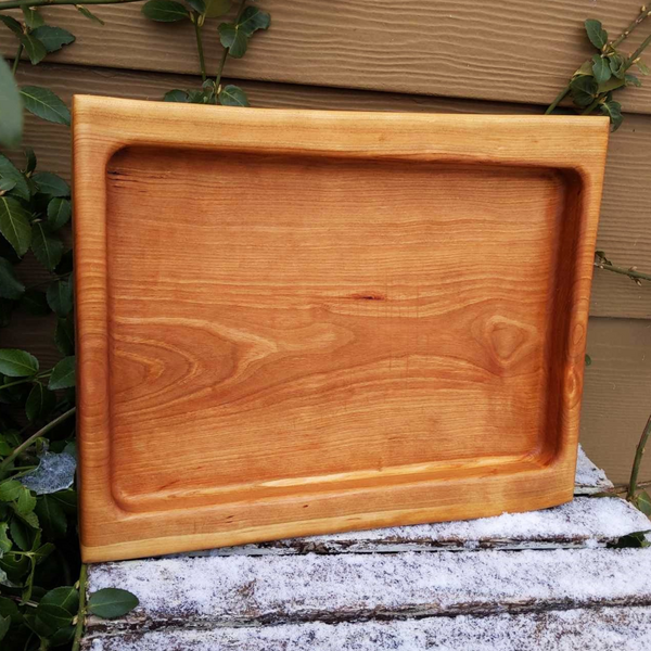 Cherry Wood Meat Carving Board Compartment Tray | Wooden Cutting Board that Keeps Juices with the Meat