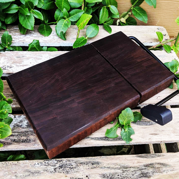 Black Walnut End Grain Wooden Cheese Slicing Board, Wood Cheese Slicer