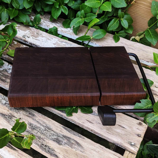 Black Walnut End Grain Wooden Cheese Slicing Board, Wood Cheese Slicer