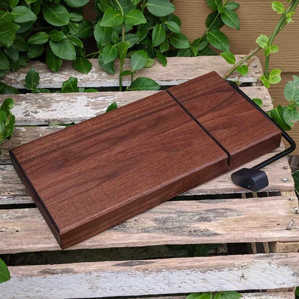 Black Walnut Butcher Block Wood Cheese Slicing Board | Wooden Cheese Slicer