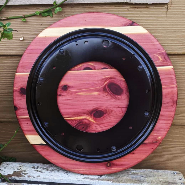 14.5 in. Round Red Cedar Lazy Susan with Clear Rubber Grip Feet