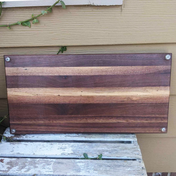 Black Walnut Charcuterie Board / Serving Tray With Heavy Duty Cast Iron Handles & Clear Rubber Grip Feet