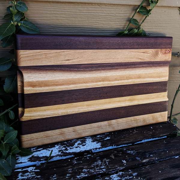 Cherry Wood & Black Walnut Wooden Divided Food Plate with Compartments, Dinner Trays