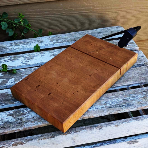 Cherry Wood End Grain Cheese Slicing Board Wooden Cheese Slicer