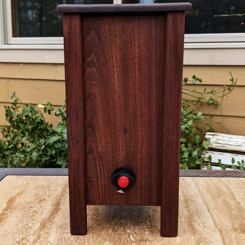 Black Walnut Wood 3 Liter Wine Box Holder, Wooden Bota Wine Box with Removable Top and Front Slide