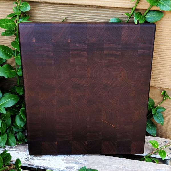 Black Walnut Wood End Grain Cutting Board with Beveled Edge, Wooden Butcher Board.