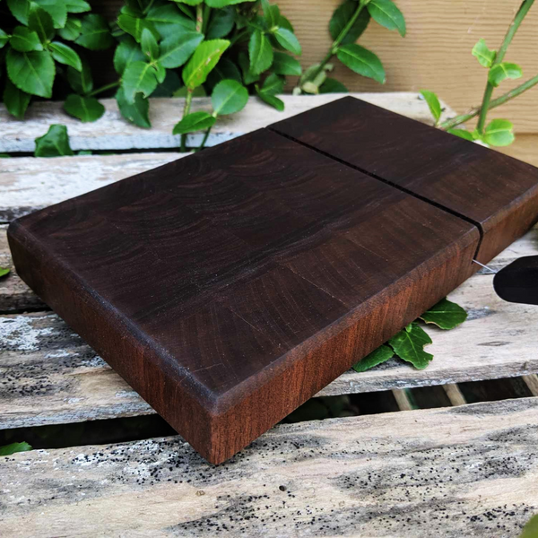 Black Walnut End Grain Wooden Cheese Slicing Board, Wood Cheese Slicer