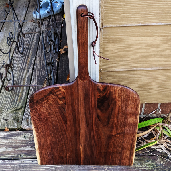 Black Walnut Wood Pizza Peel with Handle – Handmade Wooden Paddle