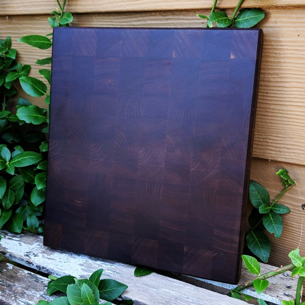 Black Walnut Wood End Grain Cutting Board with Beveled Edge, Wooden Butcher Board.