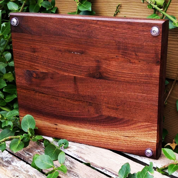 Black Walnut Wood Edge Grain Cutting Board with Beveled Edge & Rubber Grip Feet