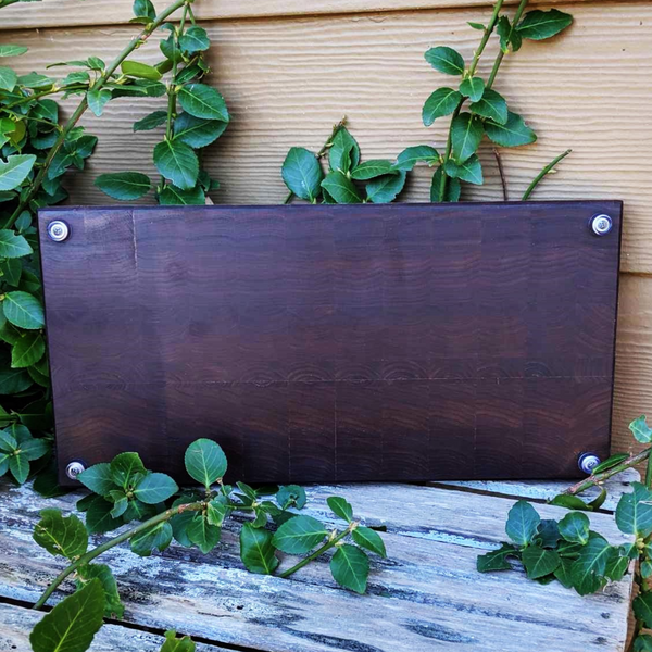 Black Walnut Wood End Grain Cutting Board with Clear Rubber Grip Feet, Wooden Butcher Board