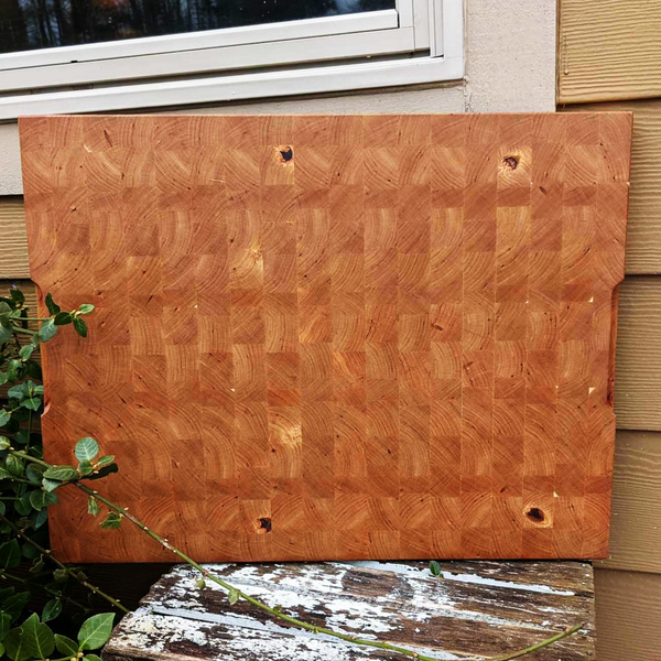 Extra Large Cherry Wood End Grain Cutting Board with Hand Grooves & Beveled Edge