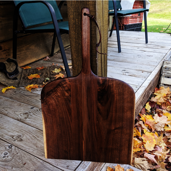 Black Walnut Wood Pizza Peel with Handle – Handmade Wooden Paddle