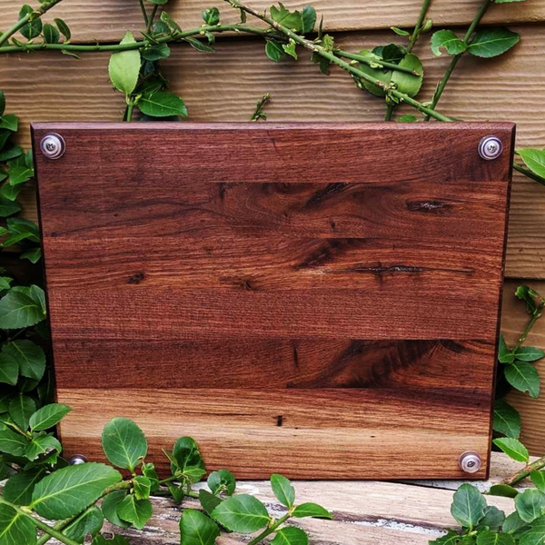 Black Walnut Wood Edge Grain Cutting Board with Beveled Edge & Rubber Grip Feet.