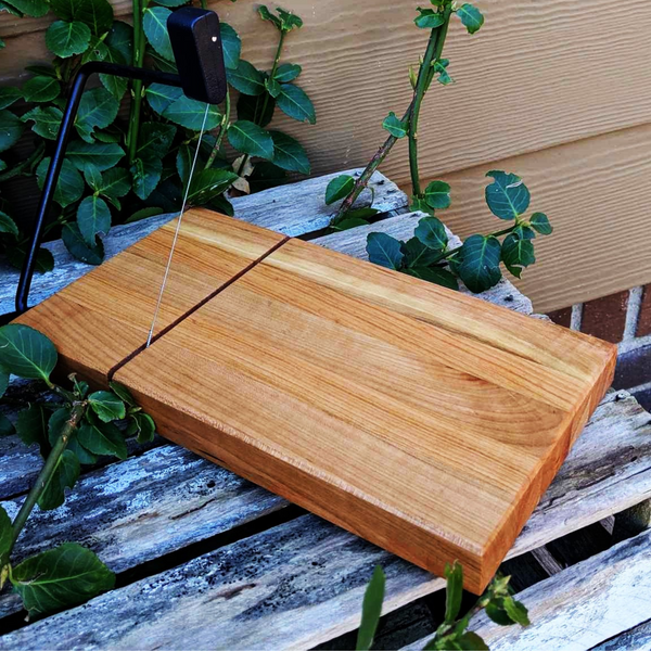 Cherry Wood Butcher Block Cheese Slicing Board, Wooden Cheese Slicer