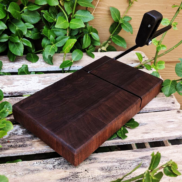 Black Walnut End Grain Wooden Cheese Slicing Board, Wood Cheese Slicer