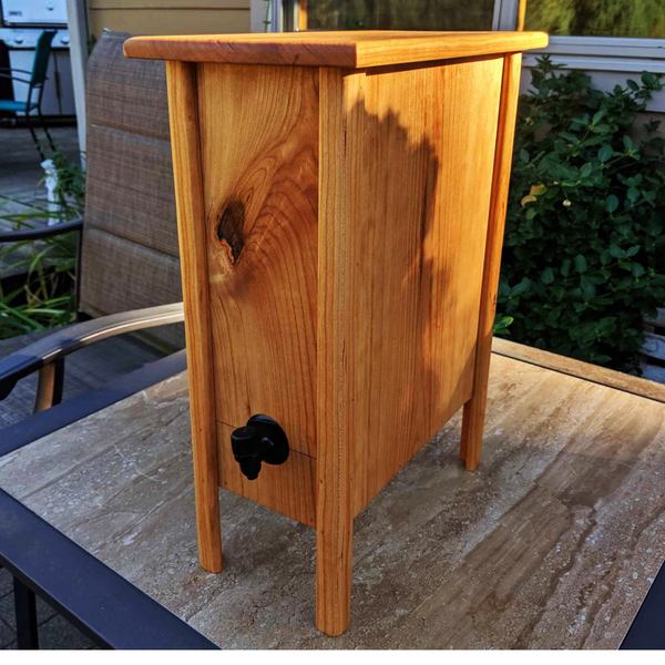 Large Cherry Wood 5 Liter Wine Box Holder, Wooden Franzia Wine Box with Removable Top and Front Slide.