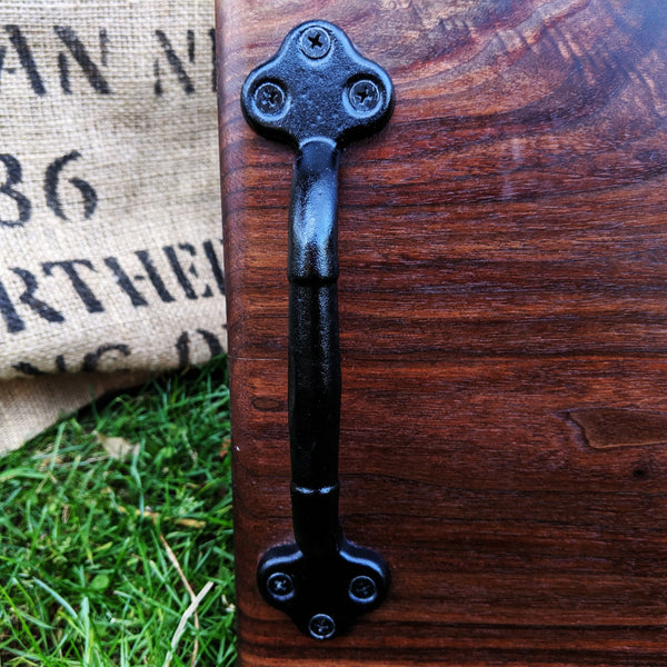 Large Black Walnut Charcuterie Board with Cast Iron Handles | Handmade Serving Tray