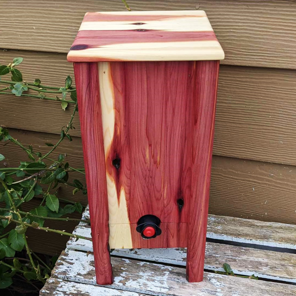 Red Cedar Wood 3 Liter Wine Box Holder, Wooden Bota Wine Box with Removable Top and Front Slide