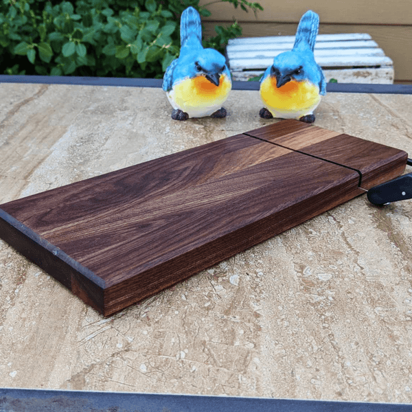 Black Walnut Butcher Block Cheese Slicing Board | Wood Cheese Slicer - Springhill Millworks