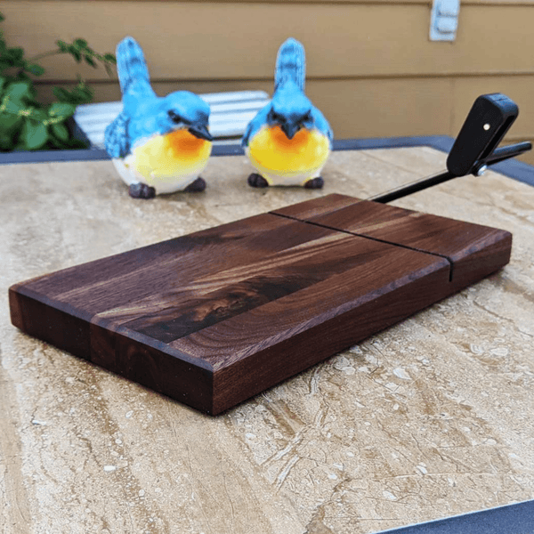 Black Walnut Butcher Block Cheese Slicing Board | Wood Cheese Slicer - Springhill Millworks