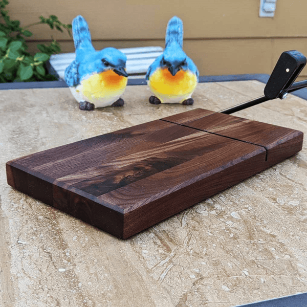 Black Walnut Butcher Block Cheese Slicing Board | Wood Cheese Slicer - Springhill Millworks